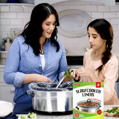 Vista 4 de ECOOPTS Bolsas de cocina desechables para olla de cocción lenta, forros para ollas de gran tamaño para ollas de 4 a 8.5 cuartos de galón, adecuadas