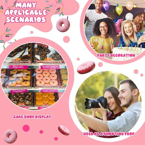 Vista 10 de Chalyna 8 donas de juguete pequeñas para fiestas de donas falsas, elegantes