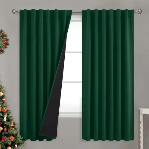 Vista 56 de BGment Cortinas 100% opacas beige de 63 pulgadas de largo con forro aislante térmico, bolsillo para varilla y lengüeta trasera de doble capa