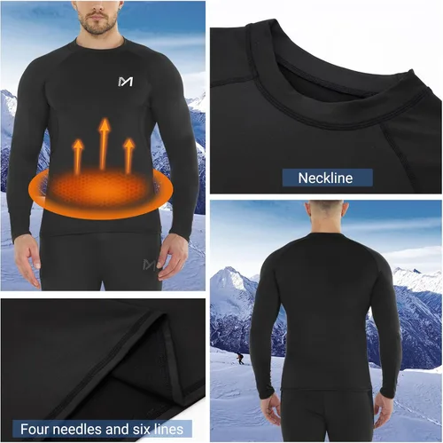 Vista 16 de MEETWEE Paquete de 4/5 camisas de compresión térmica para hombre, manga larga, forro polar, capa base, equipo de entrenamiento de invierno