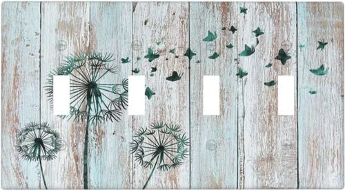 Vista 124 de William Morris Floral Boho Azul Medianoche Azul Bohemio Flor 1 Banda Dúplex Cubierta de Salida Decorativa Receptáculo Único Interruptor Eléctrico