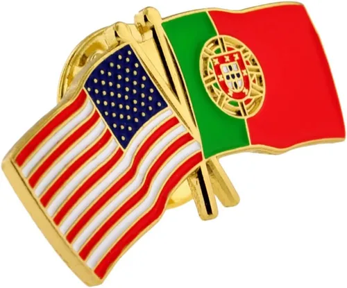 Vista 65 de PinMart Pin de solapa esmaltado con bandera de la amistad cruzada de Estados Unidos y el mundo
