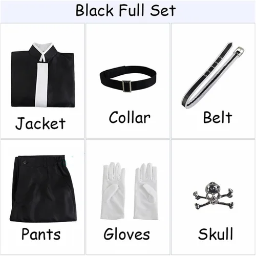 Vista 2 de AwwwCos Cosplay Costume for Men Black Jacket Suit Pants Belts Uniform Halloween Party Outfit