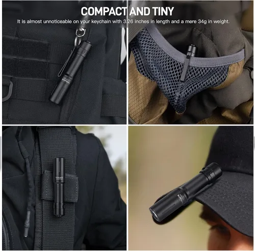 Vista 3 de ThruNite EDC Linterna Archer Mini, linterna LED de 405 lúmenes con interruptor de cola, linterna de bolsillo pequeña recargable USB C para camping