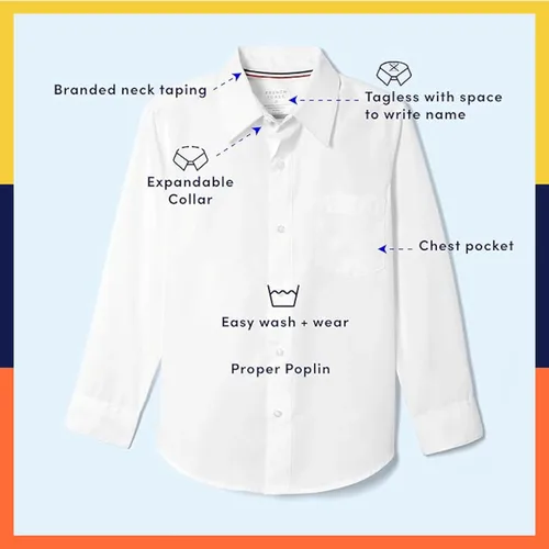 Vista 4 de French Toast Camisa de vestir de manga larga con botones para niños - E9004 Azul claro