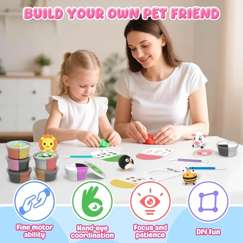Vista 2 de Kit de arcilla de secado al aire para niños, arcilla para modelar para niños, modelo de arcilla mágica, no pegajosa, suave y ultraligera