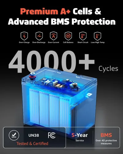 Vista 2 de Batería LiFePO4 de 12 V 100 Ah, ciclo profundo del grupo 24 para vehículos