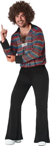 Vista 4 de Fun Shack Disfraz de discoteca de los años 70 para hombre, traje retro para hombres, atuendo de fiesta de fiebre, divertido disfraz de los años 70