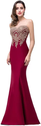 Vista 4 de Babyonline - Vestido largo formal de sirena con apliques de encaje para mujer