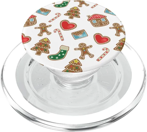 Vista 8 de Regalo de Navidad con patrón de jengibre para galletas de Navidad – PopSockets Grip y soporte para teléfonos y tabletas