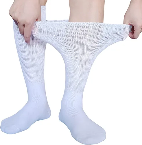 Vista 3 de CIRZUEX Calcetines Extra Anchos para Linfedema Pies Hinchados Pierna, Calcetines Bariátricos, Calcetín de Bota de Yeso, Diabético Sin Compresión