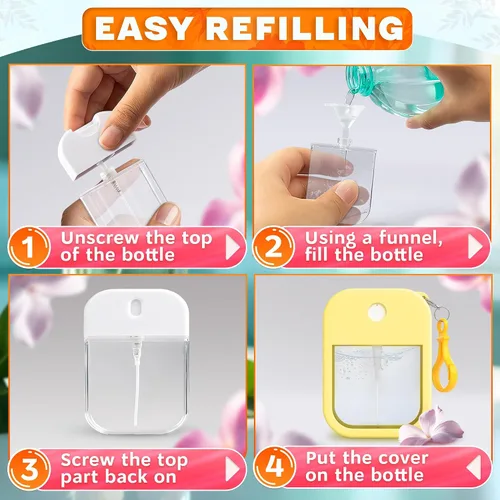 Vista 5 de 6 botellas de repuesto de perfume de tamaño de viaje de 1.28 onzas, botella de perfume recargable, tamaño de viaje para bolso con funda de silicona