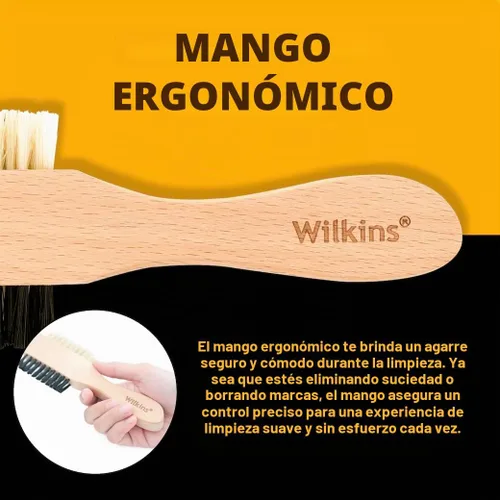 Vista 3 de Wilkins Kit completo de limpieza de gamuza - Cepillo limpiador de zapatos de cerdas 2 en 1 con borrador de gamuza