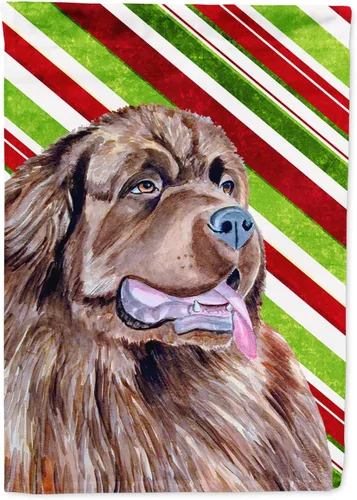 Vista 155 de Caroline's Treasures SC9334GF - Bandera decorativa para jardín, diseño de bastón de caramelo inglés, diseño de bulldog inglés, tamaño jardín