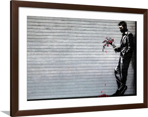 Vista 7 de ART.COM Impresiones artísticas enmarcadas para pared Hustler Club de Banksy, decoración botánica, 18 x 12 pulgadas, marco negro con paspartú blanco