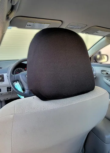Vista 4 de Yupbizauto 4 fundas universales para reposacabezas de automóviles, camiones y DVD, para televisor, color sólido, de poliéster, con respaldo de Negro