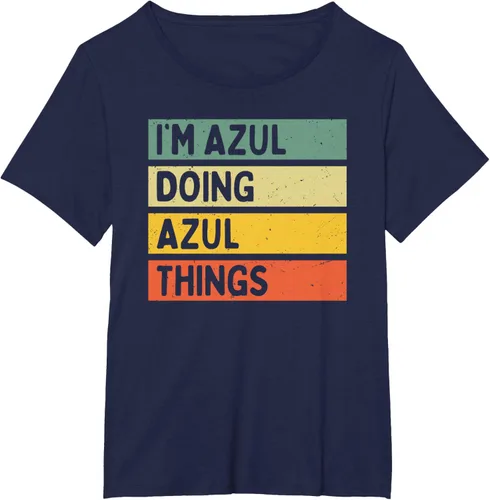 Vista 13 de Camiseta divertida con cita personalizada con texto en inglés "I'm Azul Doing Azul Things