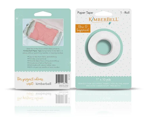 Vista 2 de Kimberbell Cinta de papel - 1 rollo, tamaño: 1" x 10 yardas, costura y bordado a máquina, fácil fijación, sin residuos pegajosos, semitransparente