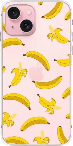 Vista 3 de Blingy's Funda para iPhone 15, divertido estilo plátano, lindo patrón de frutas tropicales, diseño de dibujos animados, funda protectora