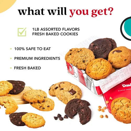 Vista 2 de David's Cookies Galletas recién horneadas – Deliciosa variedad suave hecha a mano – Exquisito regalo gourmet para amigos y familiares en ocasiones