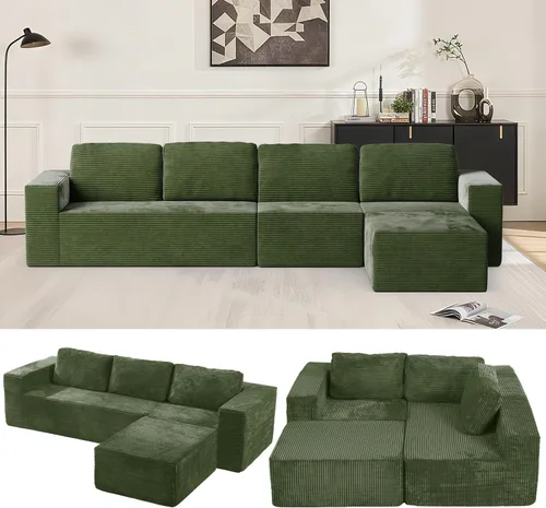 Vista 49 de Furnify Sofá modular tapizado de espuma de 30", Sofá de piso tapizado con almohada, Silla puf para dormitorio y sala de estar, No requiere
