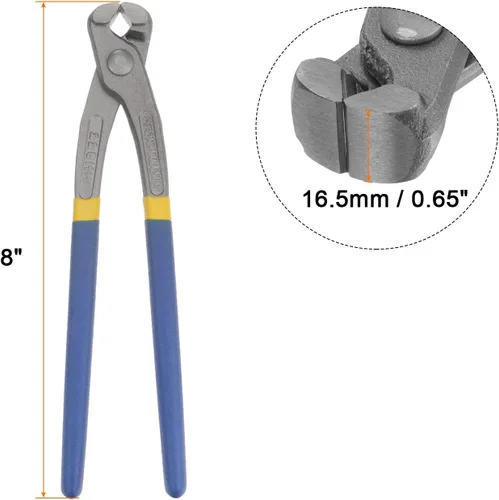 Vista 2 de HARFINGTON Alicates de corte de extremo de 8 pulgadas, alicates de hormigón de uñas con mango de plástico azul amarillo para manualidades