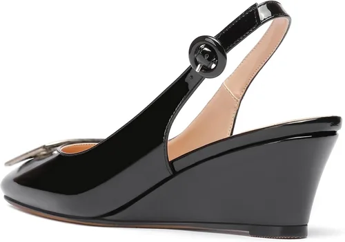 Vista 7 de WAYDERNS Zapatos de tacón bajo para mujer, con puntera cuadrada, charol, rectangular, con hebilla rectangular, de 2 pulgadas