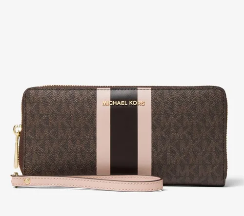 Vista 4 de Michael Kors Logo Stripe - Cartera continental grande, marrónrosa suave, MarrónRosa suave., Cartera Jet Set