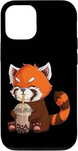 Vista 28 de Kawaii Red Panda Drinking Boba Bubble Tea Japanese Anime Case for iPhone 17