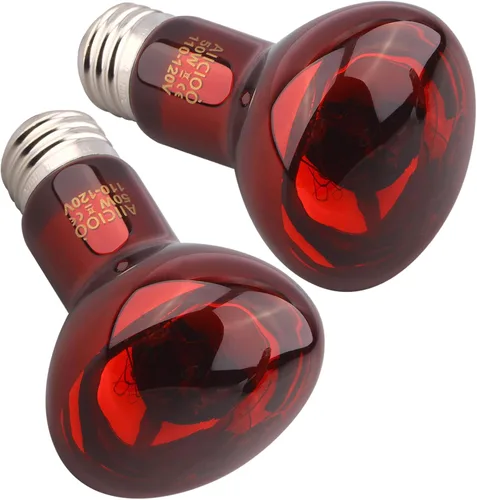 Vista 11 de Aiicioo Bombilla de Calor para Reptiles - Lámpara de Calor de 50W para Reptiles 2 Pack UVA Luz Natural Bulbo para Baño de Sol para Dragón Barbudo