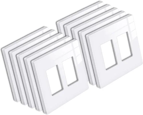 Vista 8 de BESTTEN Placa de pared sin tornillos de 5 segmentos, cubierta de enchufe decorador, placa decorativa para interruptor, serie blanca nieve brillante