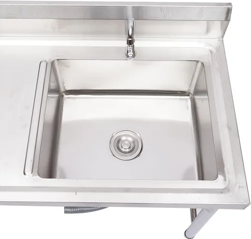 Vista 8 de LOYALHEARTDY Juego de fregadero de restaurante de acero inoxidable de 47.2 x 23.6 x 31.5 in con grifo, fregadero utilitario para restaurante, bar
