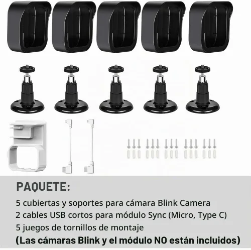 Vista 6 de Nuevo Blink - Soporte de pared para cámara para exteriores, montaje ajustable de 360° y carcasa protectora a prueba de clima con módulo Blink Sync