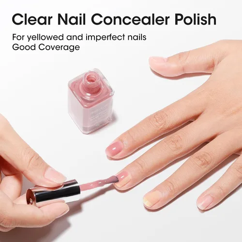 Vista 4 de GELLEN Corrector de Uñas Base Iluminador 4 en 1 Rosa Púrpura Empolvado, Fortalecedor de Uñas Malva Transparente de Otoño Relleno de Crestas