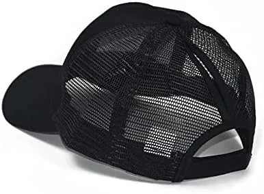 Vista 2 de Gorra de béisbol desgastada con tiras cruzadas, gorra de béisbol desgastada, gorra de cola de caballo alta para mujer
