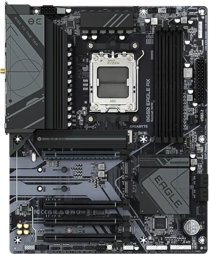 Vista 2 de GIGABYTE B650 Eagle AX AM5 LGA 1718 ATX placa base, DDR5, ranuras triple M.2 (1 PCIe 5.0, 2X PCIe 4.0), USB 3.2 Gen2x2 Tipo-C, WiFi 6E, Realtek GbE