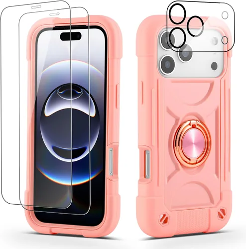 Vista 14 de Funda para iPhone Se3/iPhone Se2, iPhone 6/6S, iPhone 7/iPhone 8 de 4.7 pulgadas con soporte de anillo, con 2 protectores de pantalla resistentes