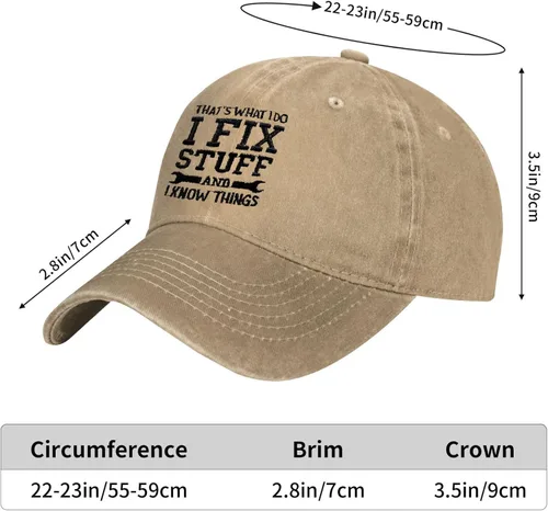 Vista 5 de Divertida gorra de béisbol con texto en inglés "I Fix Stuff and I Know Things" para hombre