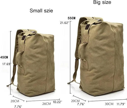 Vista 2 de Militar bolsa de lona de carga superior doble correa mochila de lona ejército viaje tamaño grande