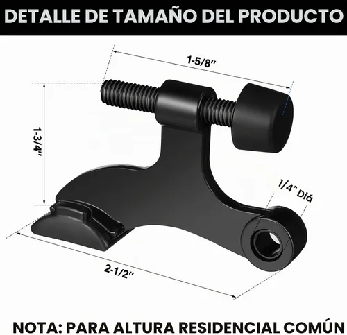 Vista 2 de Funrous - Tope de puerta de satén ajustable, 24 unidades, color negro