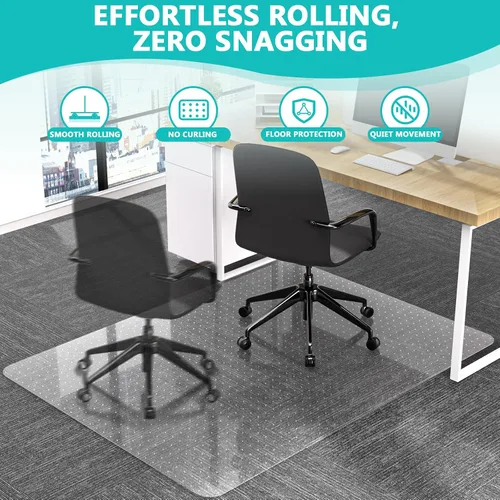 Vista 6 de Tapete para silla de oficina para alfombra de pelo bajo con labio, 36 x 48 pulgadas, protector de piso de plástico transparente resistente