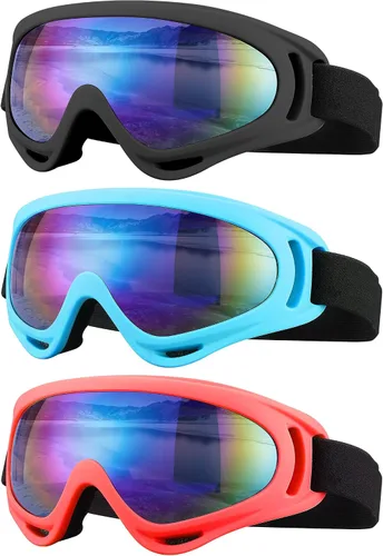 Vista 12 de Gafas de esquí, gafas de motocicleta, paquete de 3 gafas de snowboard para hombres, mujeres, adultos y jóvenes