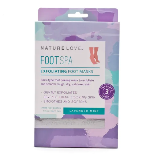 Vista 2 de Nature Love - Mascarilla exfoliante para pies Menta lavanda exfolia suavemente Sin parabenos (3 pares)