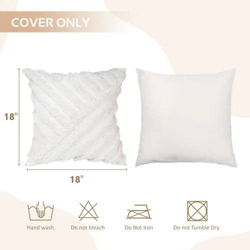 Vista 2 de AELS Fundas de almohada decorativas bohemias con textura de 18 x 18 pulgadas, moderna funda de almohada geométrica de mediados de siglo a rayas