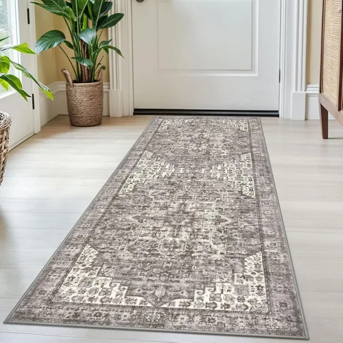 Vista 15 de SIILOOM Alfombra lavable de 2 x 3 pies, alfombra suave color taupe ceniza para entrada, tapete antideslizante para puerta de interior, tapete