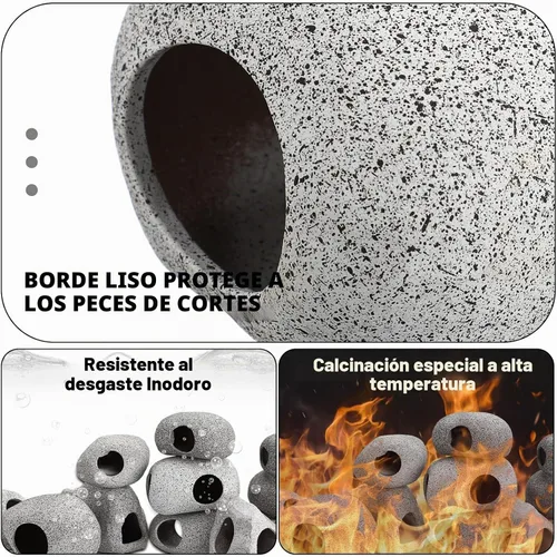 Vista 5 de Lyrow 10 piezas de acuario escondido de roca apilable cueva de roca decoraciones para peceras acuáticas para reproducir, jugar y descansar, refugios