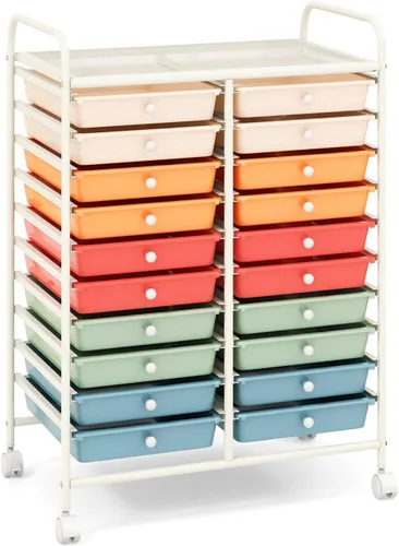 Vista 14 de GOFLAME Carro de Almacenamiento con Ruedas de 12 Cajones, Carro Organizador Multifuncional para Arte y Manualidades, Carro de Almacenamiento