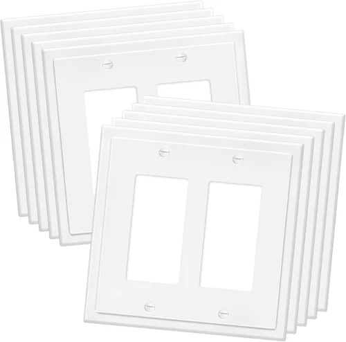 Vista 16 de Placa Decorativa de Pared de Borde Moderno de 2 Enchufes, Cubierta para Interruptor de Salida, Doble Decorador, Placa Frontal Eléctrica