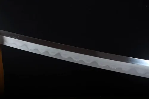 Vista 5 de Katanas japonesas con patrón de arcilla de acero templada, espadas japonesas hechas a mano, espadas catana funcionales de 41 pulgadas