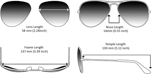 Vista 6 de Edge I-Wear - Gafas de sol de aviador de metal para cara pequeña con lente de vidrio mineral de primera calidad